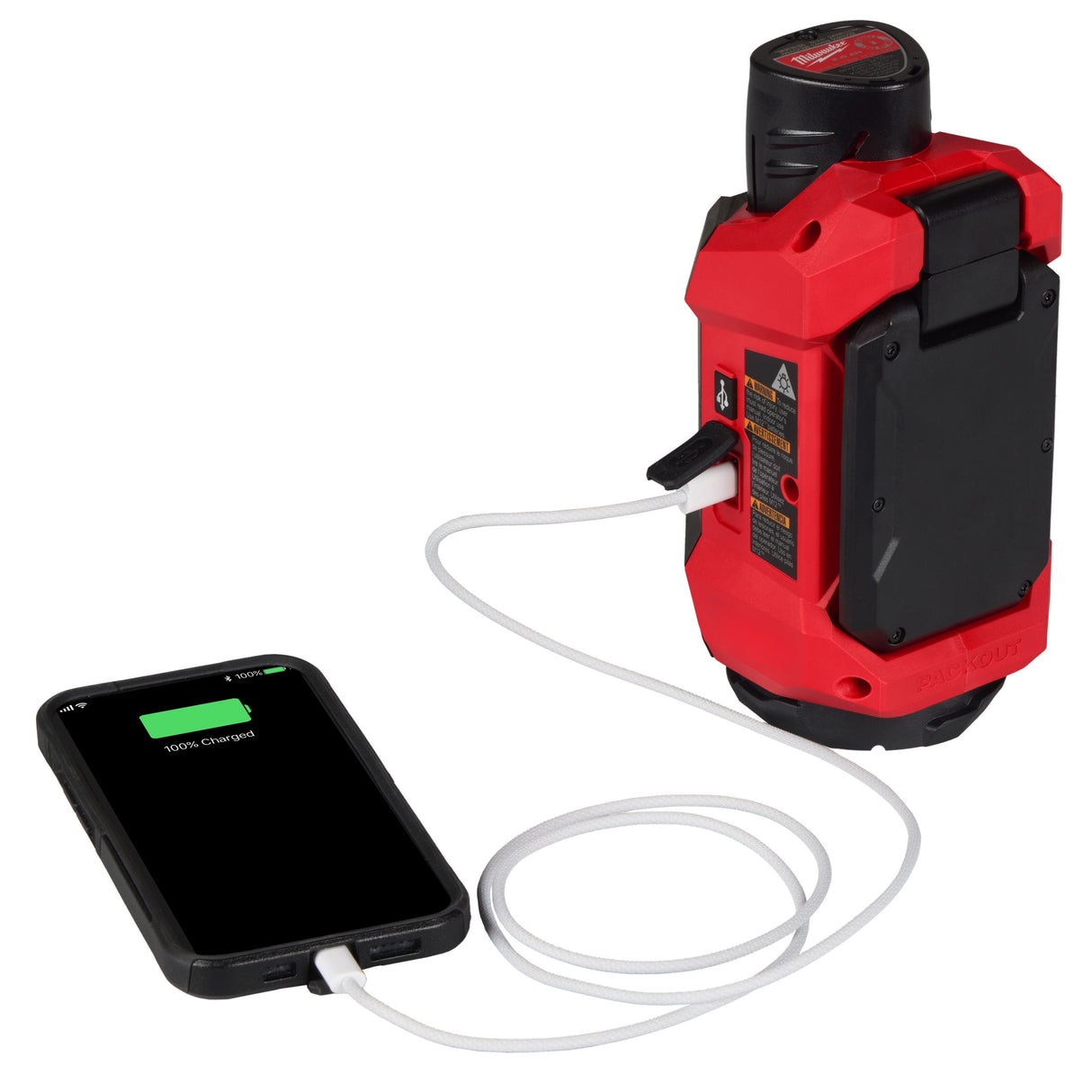 Milwaukee Faro LED Ruotabile M12™ PACKOUT™ con Power Bank Senza Batteria