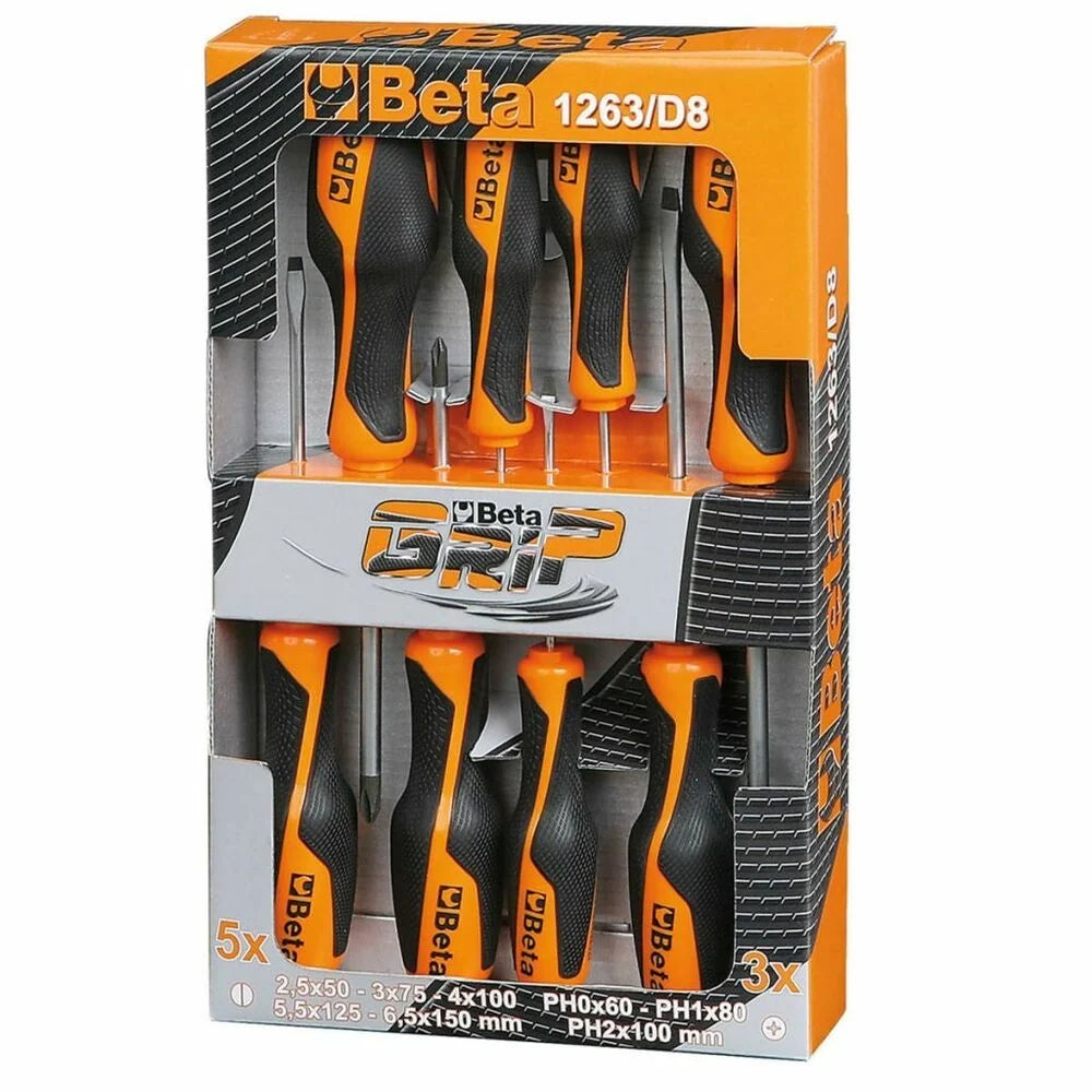 Serie di 8 Giraviti Betagrip a Taglio e Croce Phillips - 1263/D8
