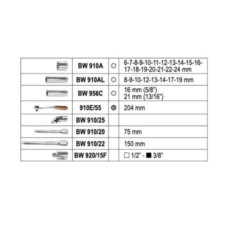 Assortimento di 20 Chiavi a Bussola Esagonali e 5 Accessori