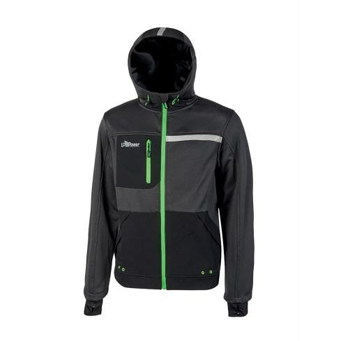 U-Power Felpa Full-Zip Con Cappuccio GALAXY Asphalt Grigio/Verde