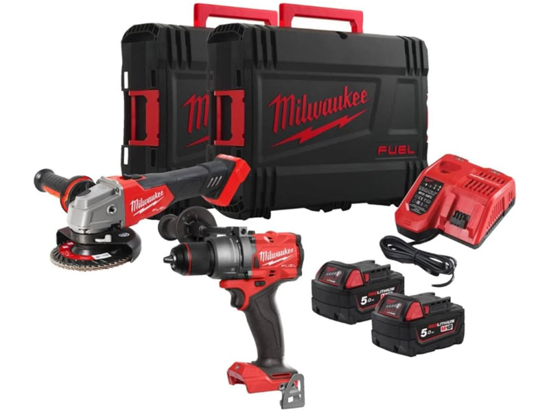 Milwaukee M18 KIT 18V trapano FPD3 + smerigliatrice FSAG125X + 2 batterie e valigette