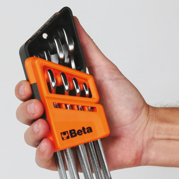 Serie di 8 Chiavi Combinate a Cricchetto Reversibile con Supporto Compatto