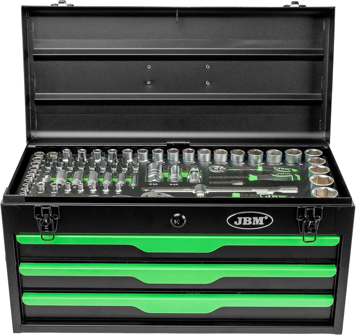 JBM 54261 Cassetta in Metallo con Utensili 143 Pezzi Satinati