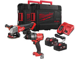 Milwaukee M18 KIT 18V trapano FPD3 + smerigliatrice FSAG125X + 2 batterie e valigette